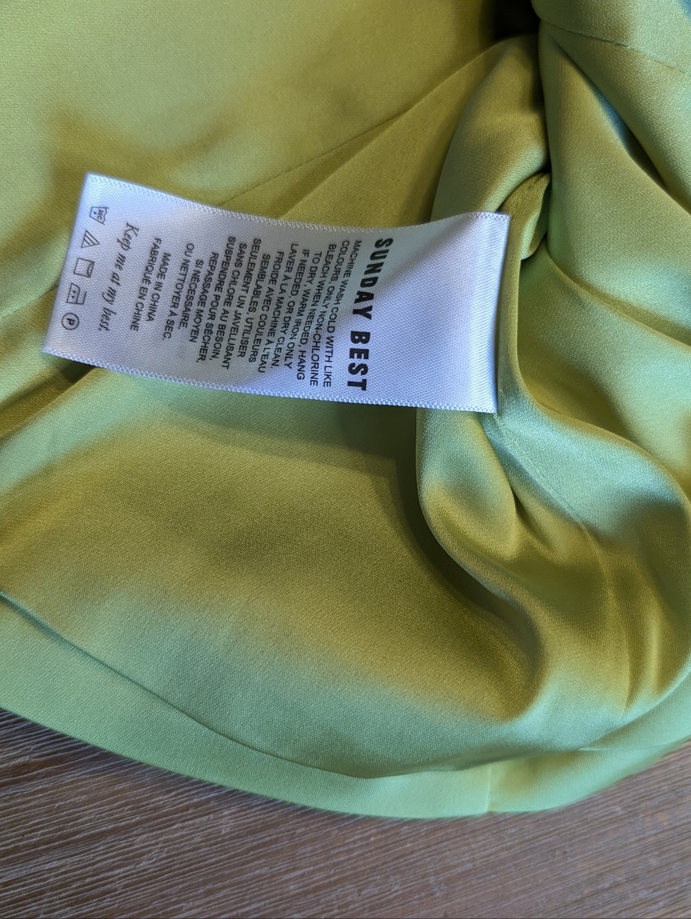 ARITZIA Sunday Best Shimmer Satin Mini Dress In Pear Green Size 12 - Picture 13 of 15